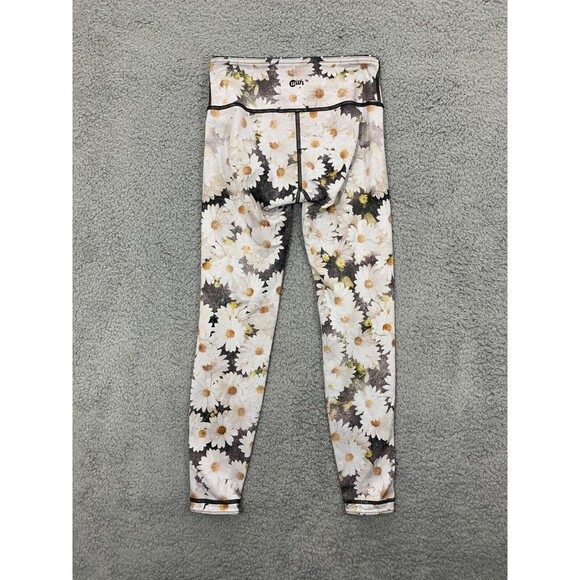WITH Wear It To Heart Reversible Athletic Leggings Daisy Flowers Floral Black - Picture 3 of 10